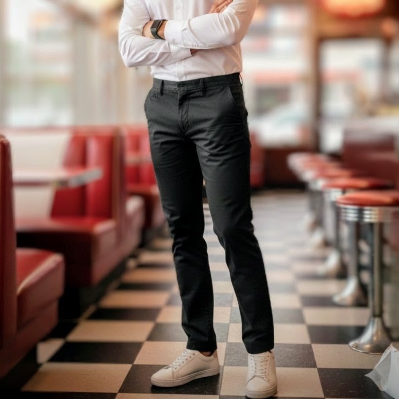 Men's Smart Fit Cotton Chinos (Black)