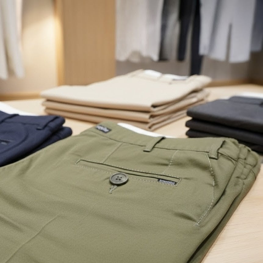 Men's Smart Fit Cotton Chinos (Olive Green)