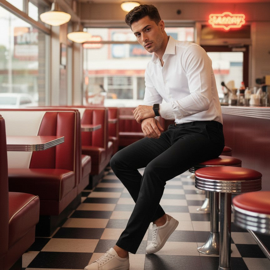 Men's Smart Fit Cotton Chinos (Black)