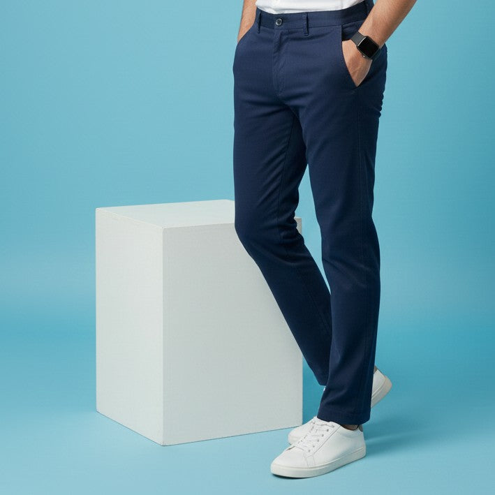 Men's Smart Fit Cotton Chinos (Deep Blue)